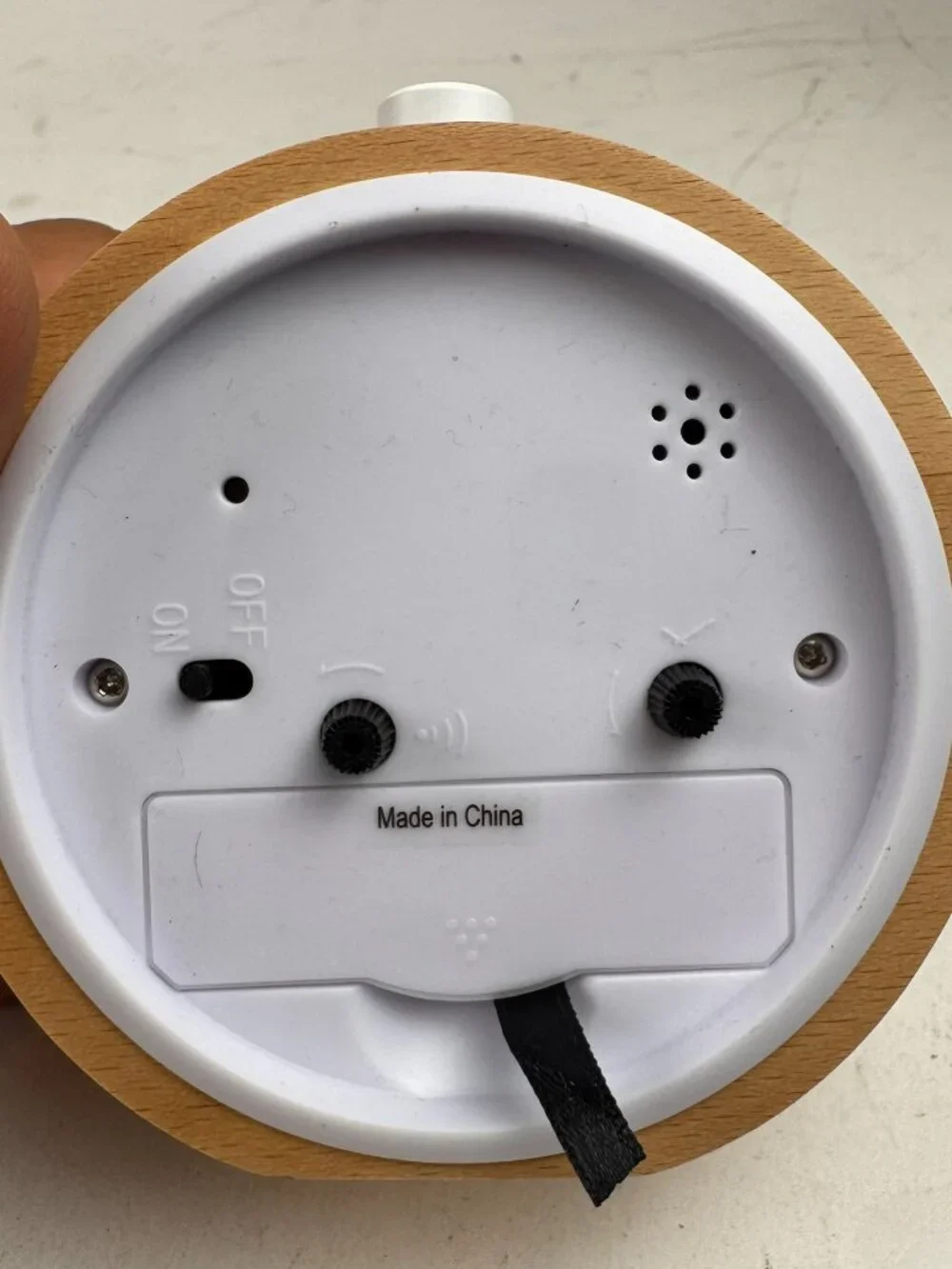 modern round wood desk alarm clock 3.75